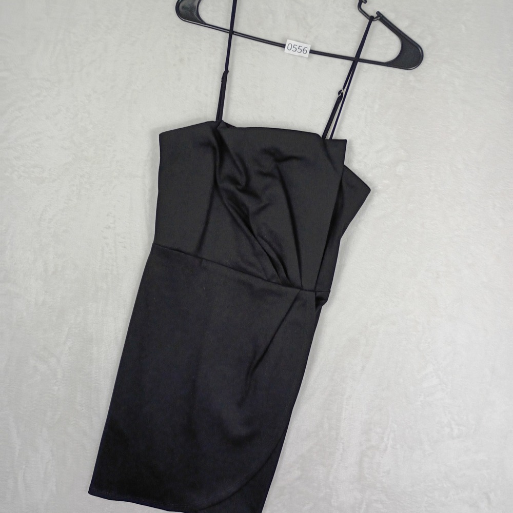 Lulus Mini Dress Womens Medium Black Wrap Front Pleated Cocktail Party Y2K 90s